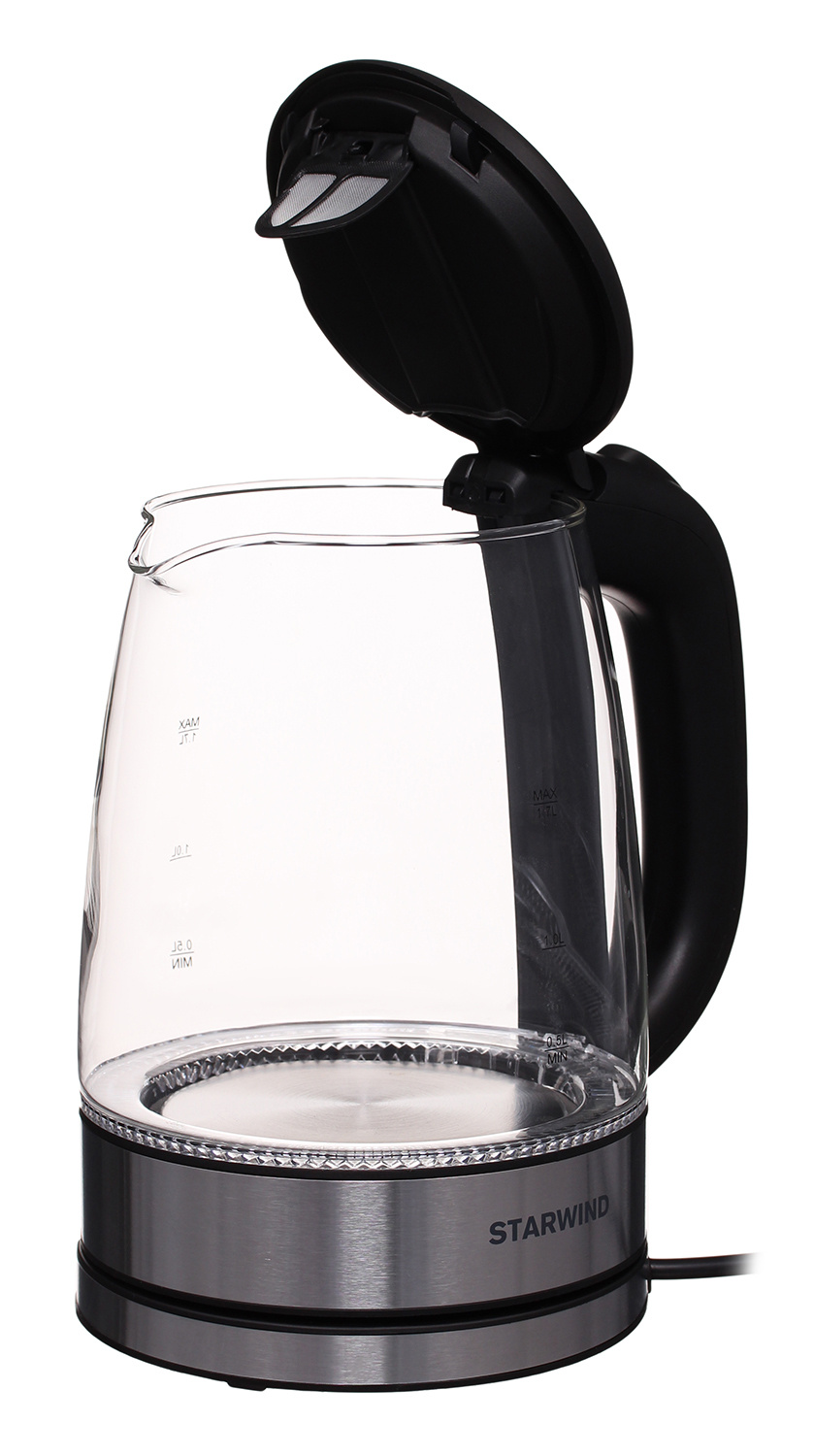 Чайник электрический Starwind SKG5210 черный/серебристый, стекло от магазина Старвинд