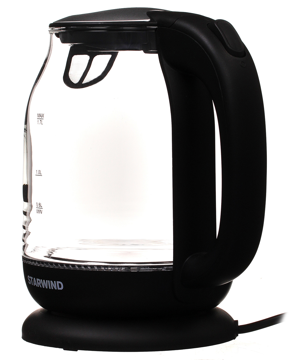 Чайник электрический Starwind SKG1311 черный/серебристый, стекло от магазина Старвинд