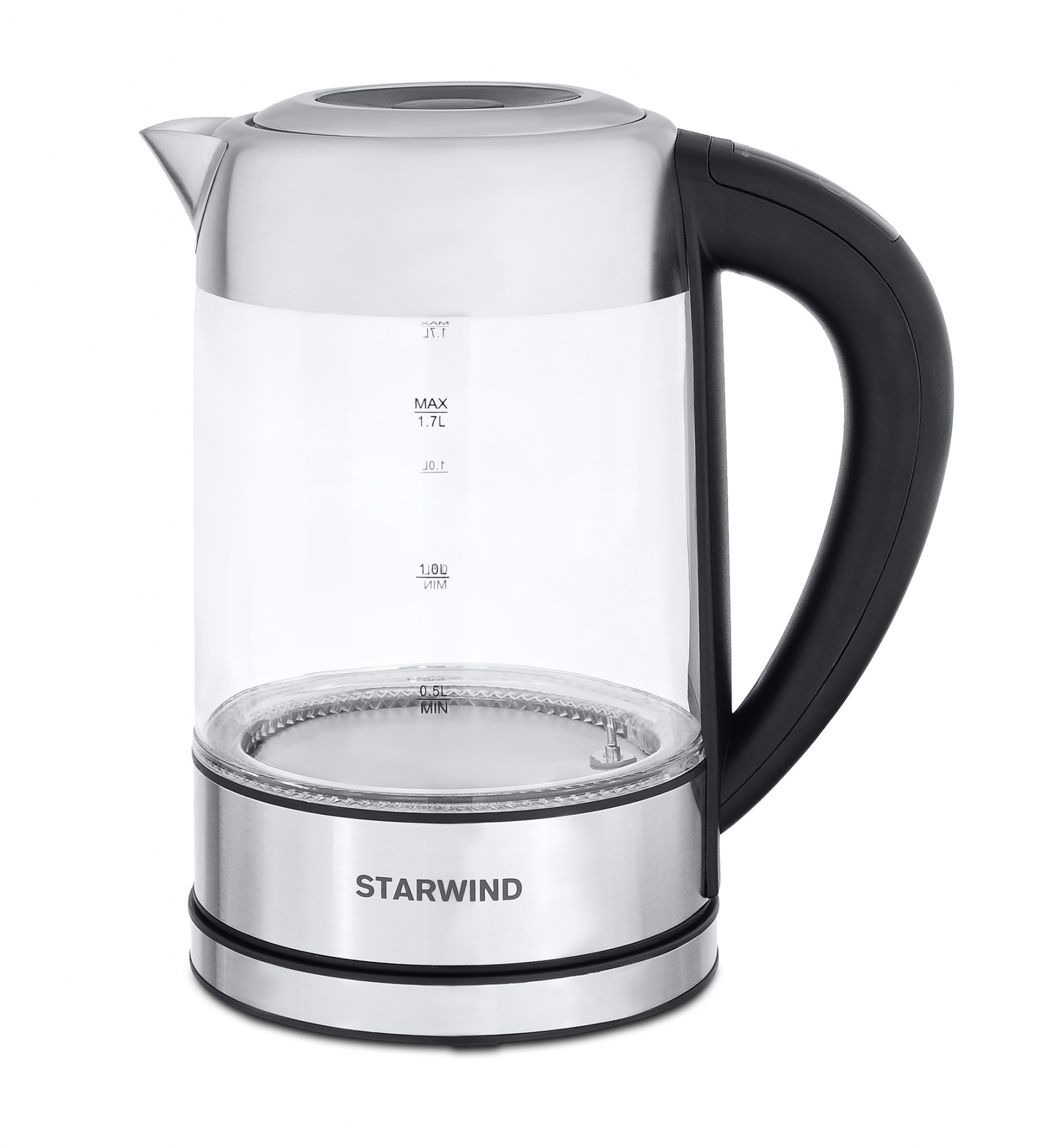 Чайник электрический Starwind SKG5213 черный/серебристый, стекло от магазина Старвинд