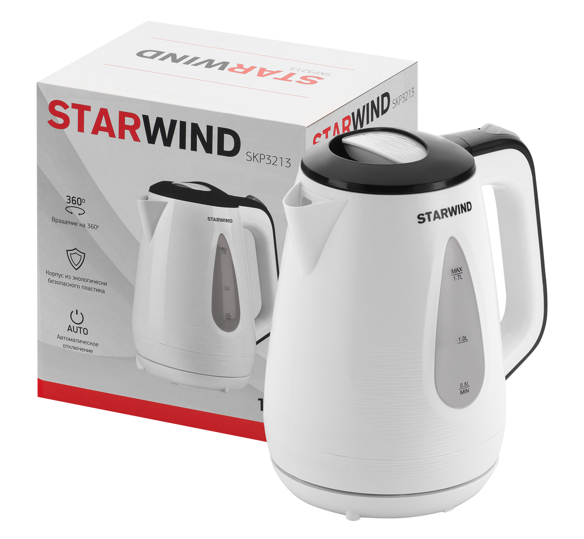 Чайник электрический Starwind SKP3213 белый/черный, пластик от магазина Старвинд