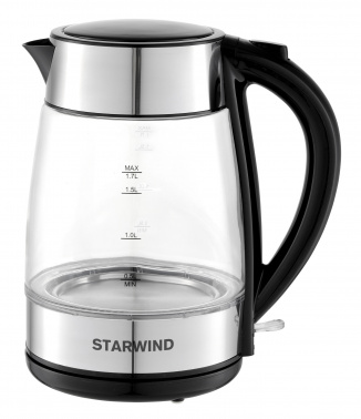 Чайник электрический Starwind SKG3026 черный/серебристый, стекло от магазина Старвинд