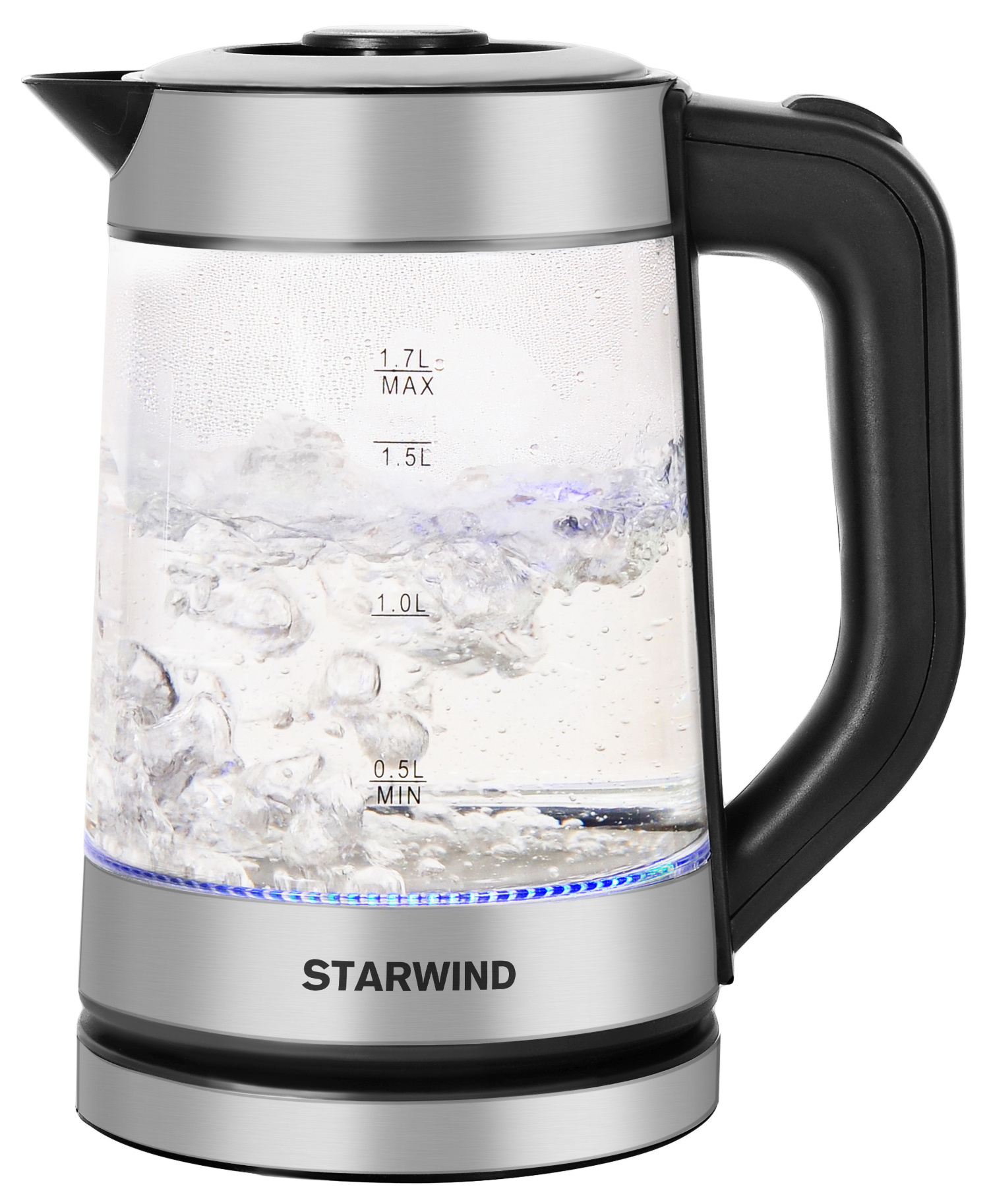 Чайник электрический Starwind SKG3081 черный/серебристый, стекло от магазина Старвинд
