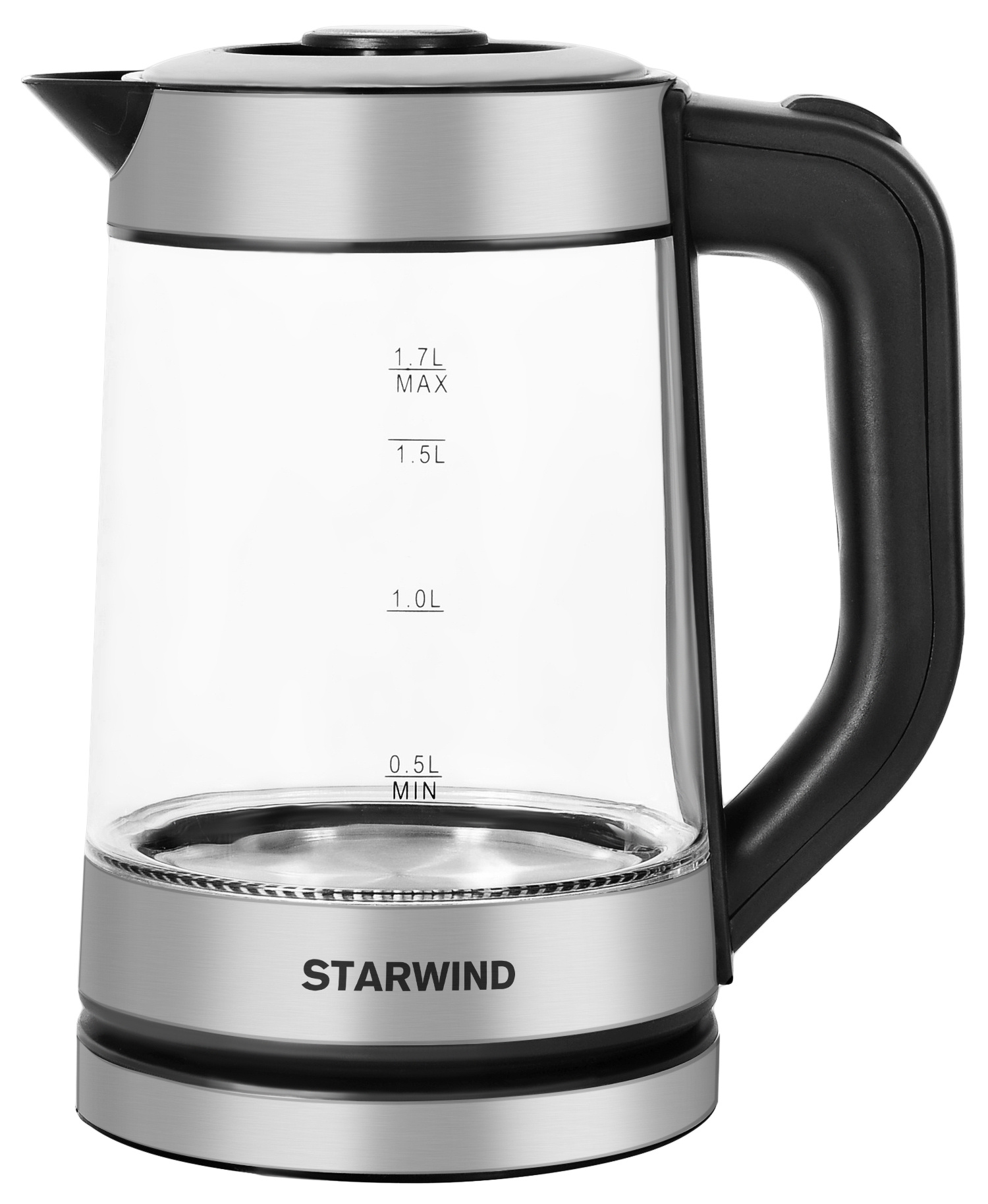 Чайник электрический Starwind SKG3081 черный/серебристый, стекло от магазина Старвинд