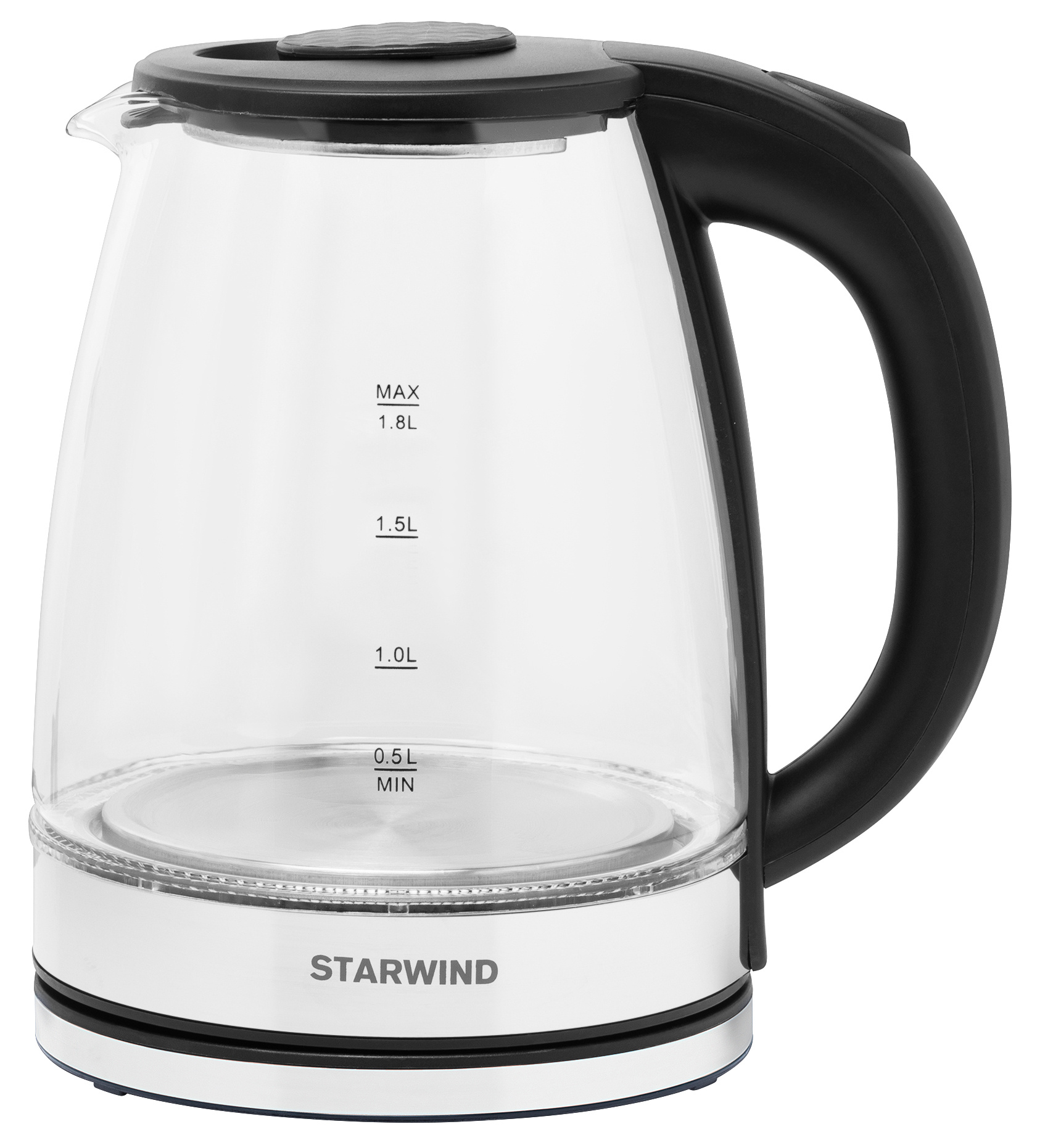 Чайник электрический Starwind SKG2050 черный/серебристый, стекло от магазина Старвинд