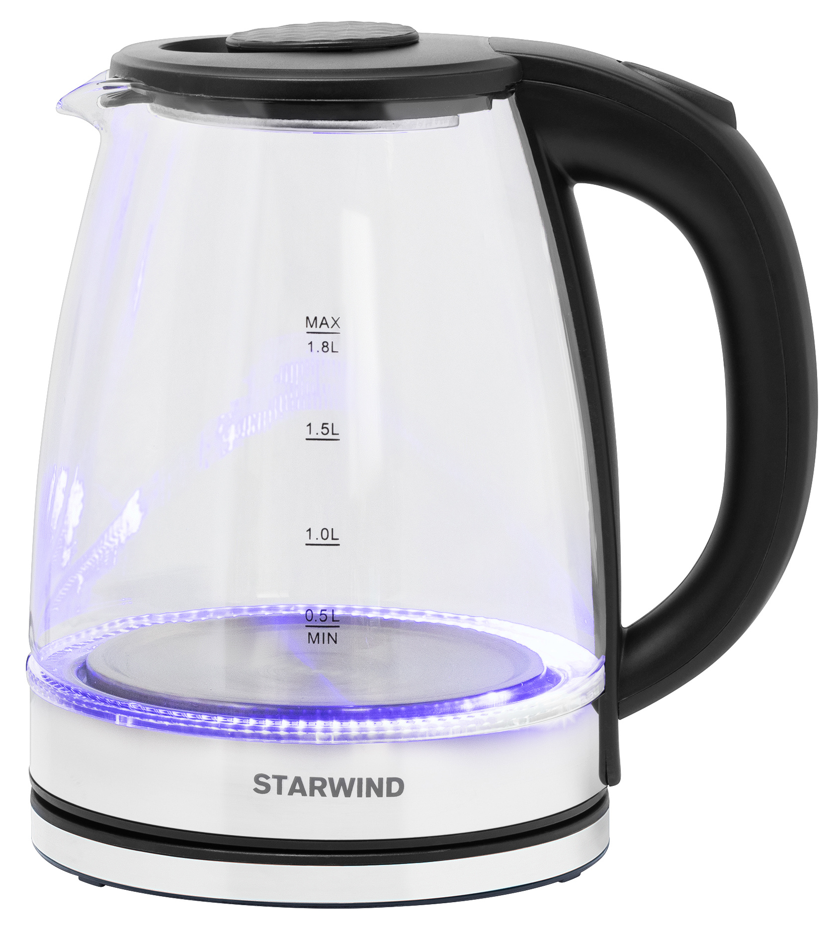 Чайник электрический Starwind SKG2050 черный/серебристый, стекло от магазина Старвинд