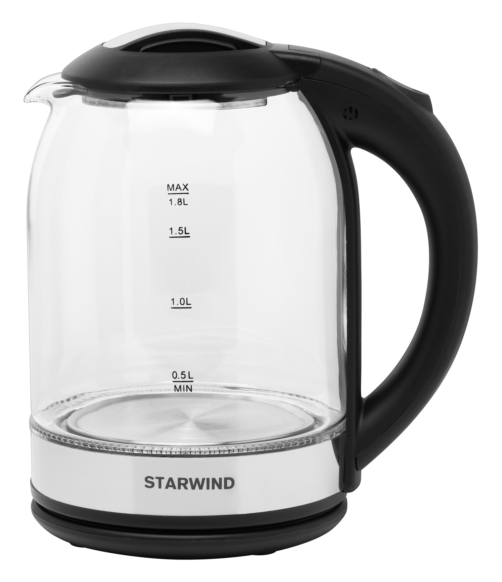 Чайник электрический Starwind SKG2051 черный/серебристый, стекло от магазина Старвинд