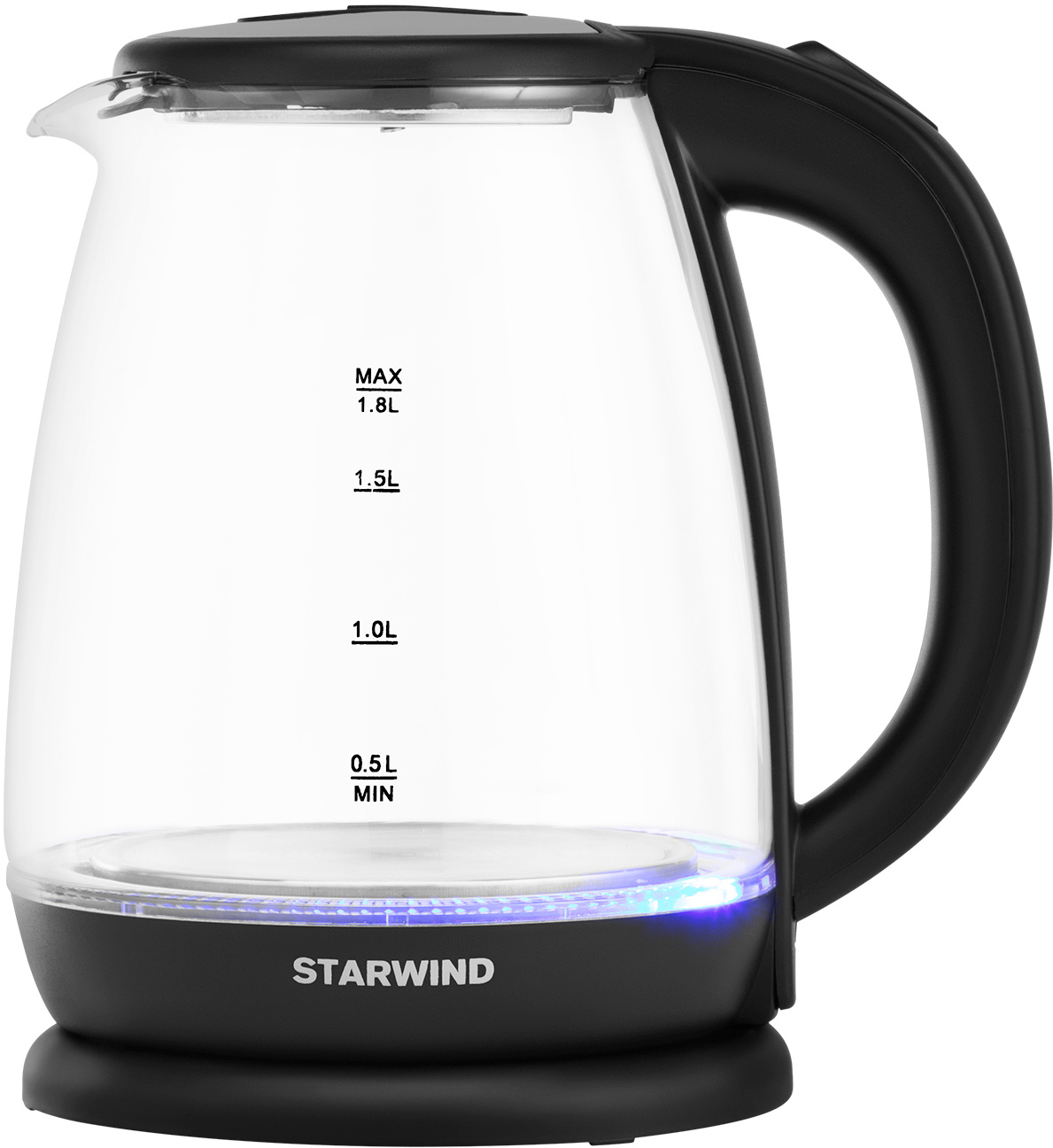 Чайник электрический Starwind SKG1055 черный, стекло от магазина Старвинд
