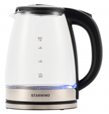 Чайник электрический Starwind SKG4777 черный/прозрачный, стекло от магазина Старвинд