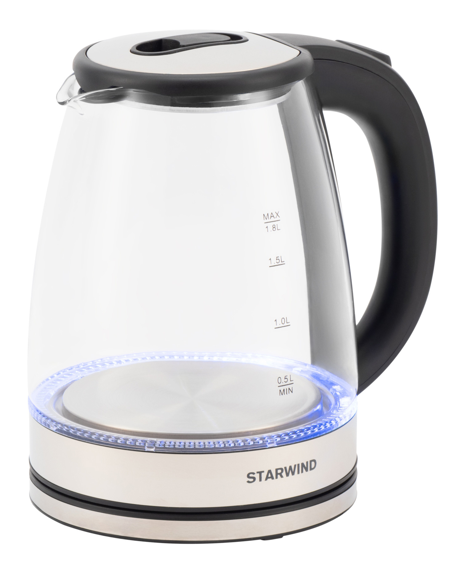 Чайник электрический Starwind SKG4777 черный/прозрачный, стекло от магазина Старвинд