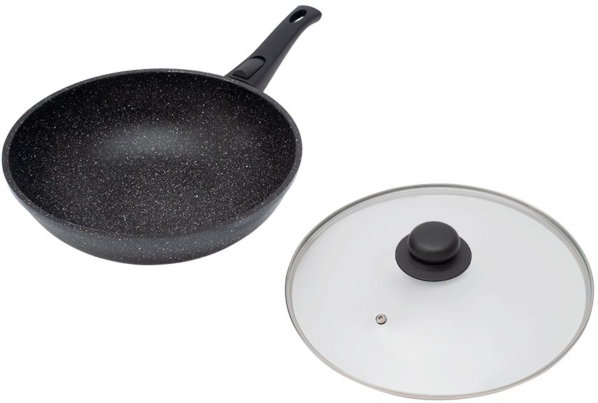 Сковорода ВОК (WOK) Starwind Chef Induction SW-CHI4028W, 28см, черный, Pfluon покрытие, с крышкой от магазина Старвинд