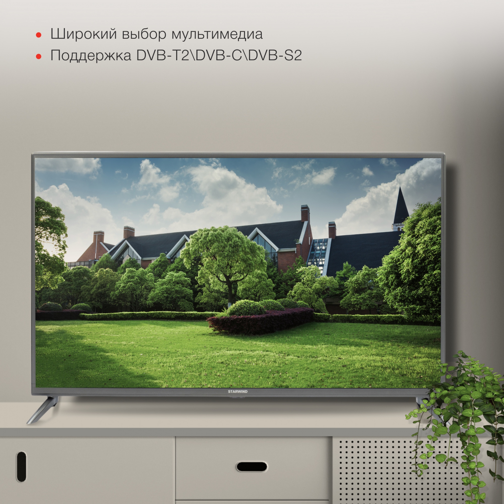 Телевизор Starwind Яндекс.ТВ SW-LED43UG400, 43", LED, 4K Ultra HD, стальной от магазина Старвинд