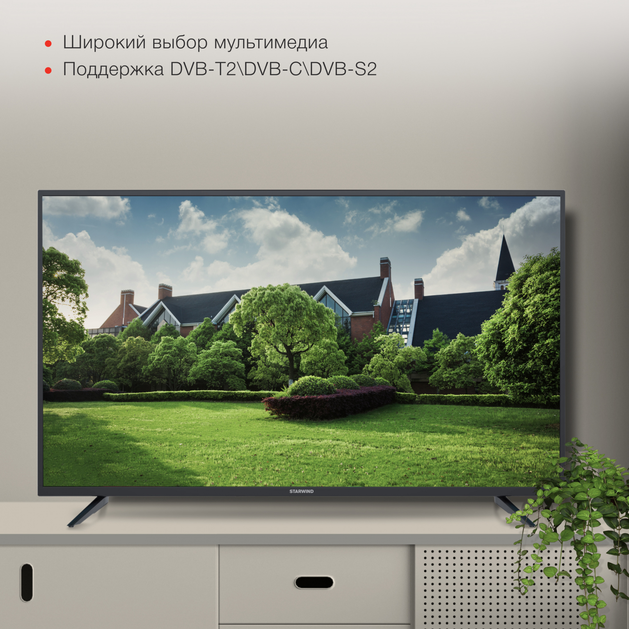 Телевизор Starwind Яндекс.ТВ SW-LED43UG401, 43", LED, 4K Ultra HD, черный от магазина Старвинд
