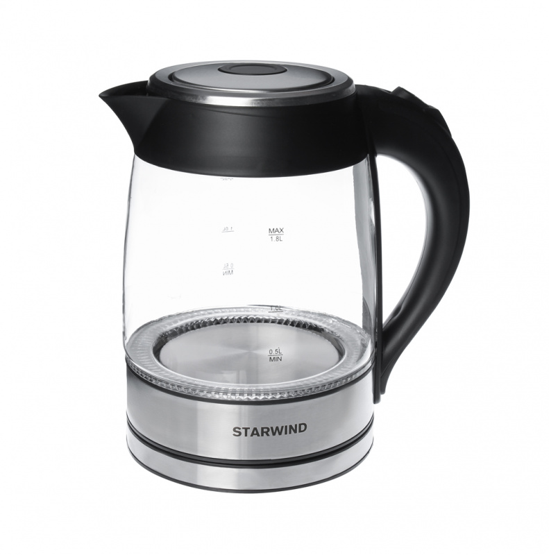 Чайник электрический Starwind SKG4710 серебристый/черный, стекло от магазина Старвинд