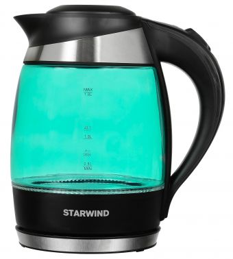 Чайник электрический Starwind SKG2219 бирюзовый/черный, стекло от магазина Старвинд